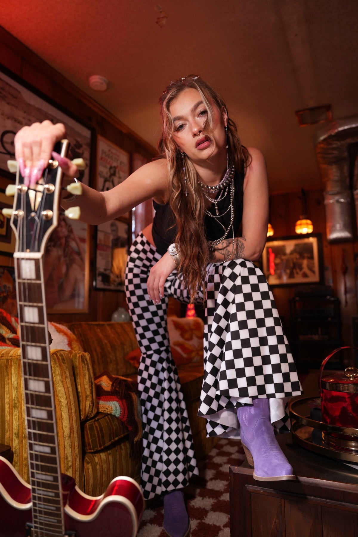 Checker Stretchy Boho Bells