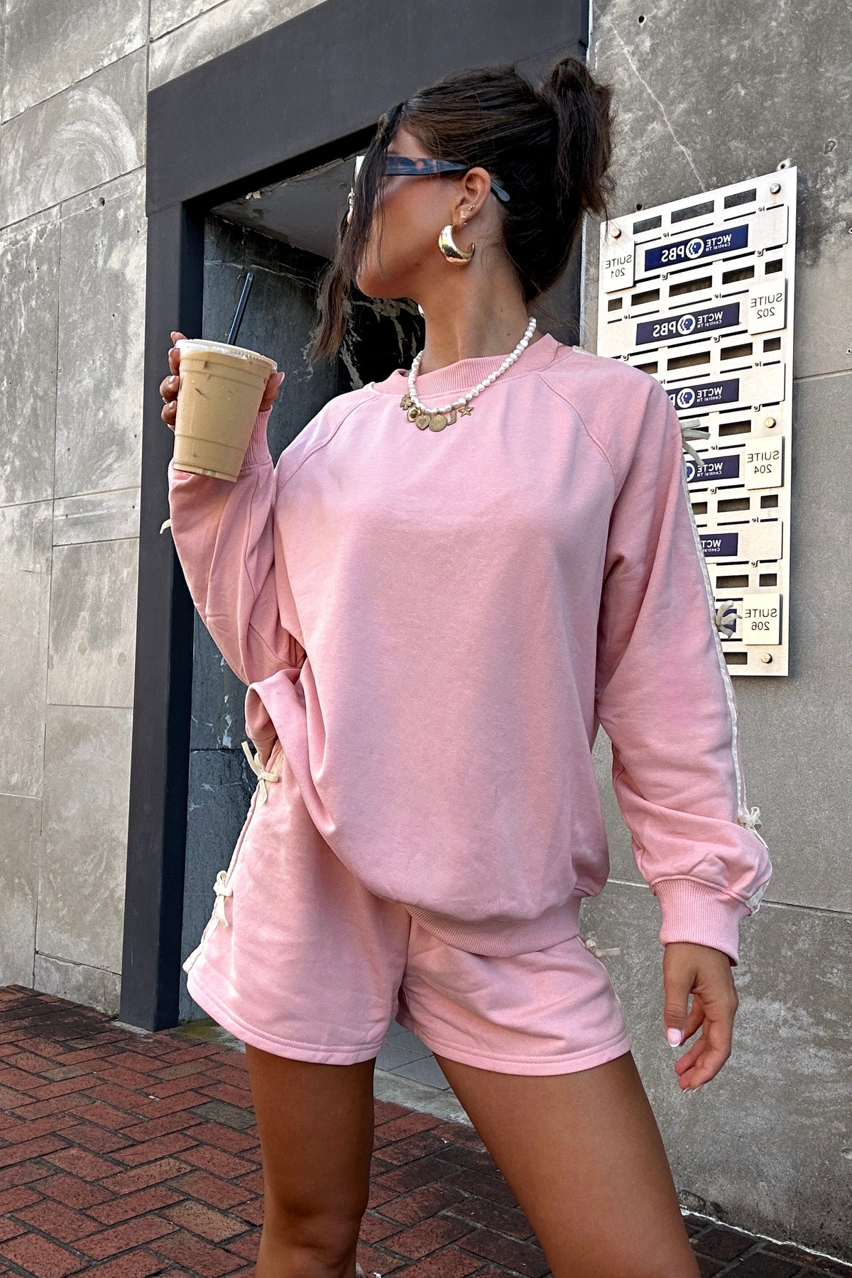 Bow Tie Set in Dusty Pink