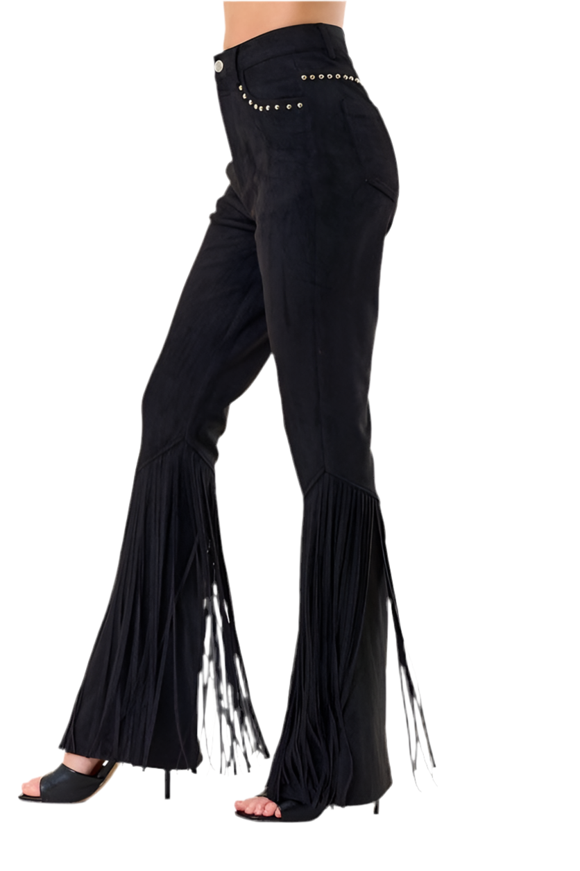 Suede Fringe Pants