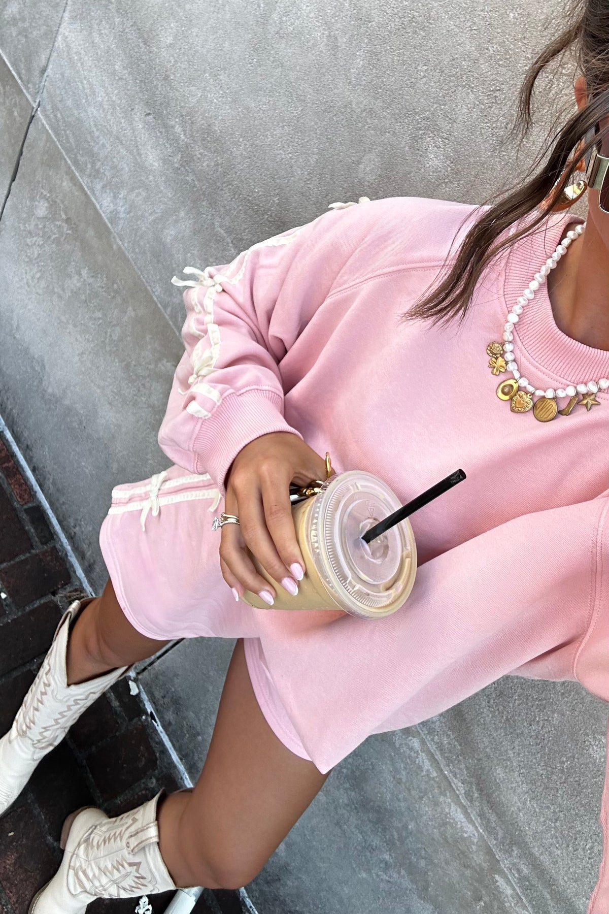 Bow Tie Set in Dusty Pink