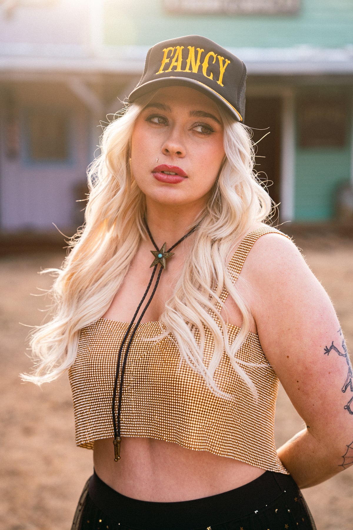 Rhinestone Chainmail Crop in Gold