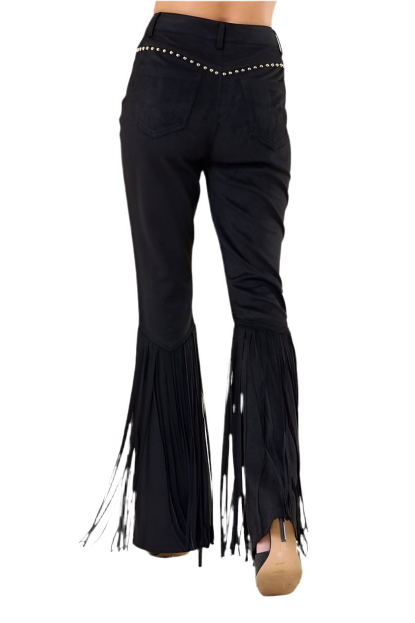 Suede Fringe Pants