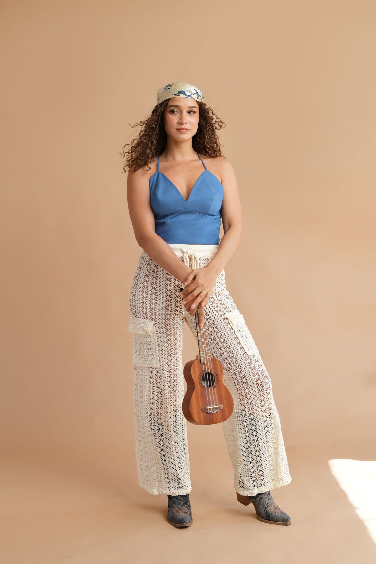 Boho-style crochet lace pants ideal for coastal vacations or tropical getaways