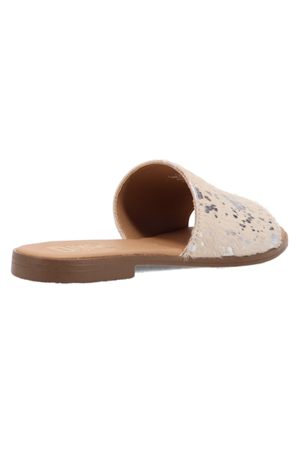 Bold open-toe sandals featuring real calf hair sourced from Mexico