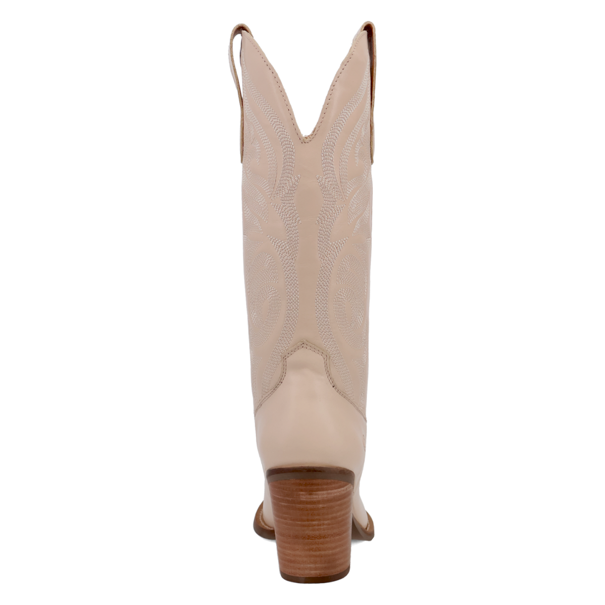 Brown leather cowgirl boots with stacked heel