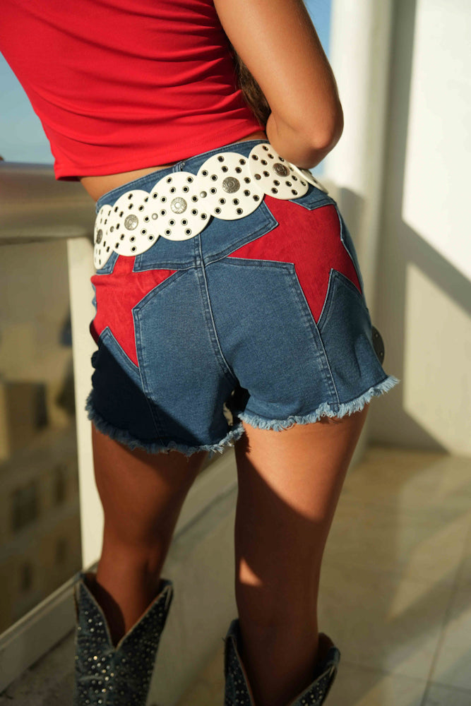 USA Star Shorts in Red