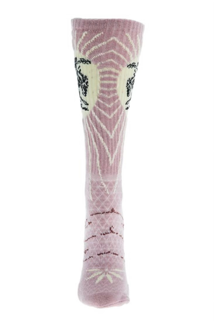 Lucky Chuck Fringe Bucking Dusty Pink Performance Crew Sock