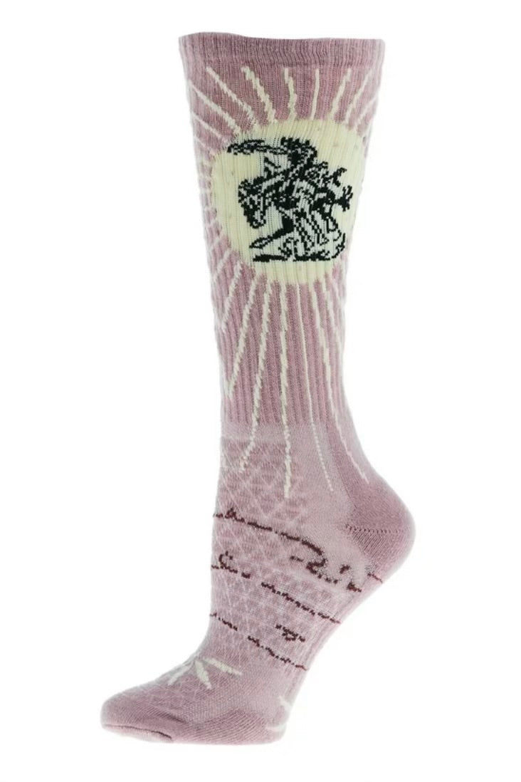 Lucky Chuck Fringe Bucking Dusty Pink Performance Crew Sock