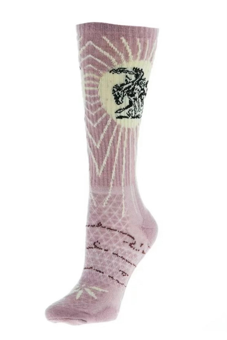 Lucky Chuck Fringe Bucking Dusty Pink Performance Crew Sock