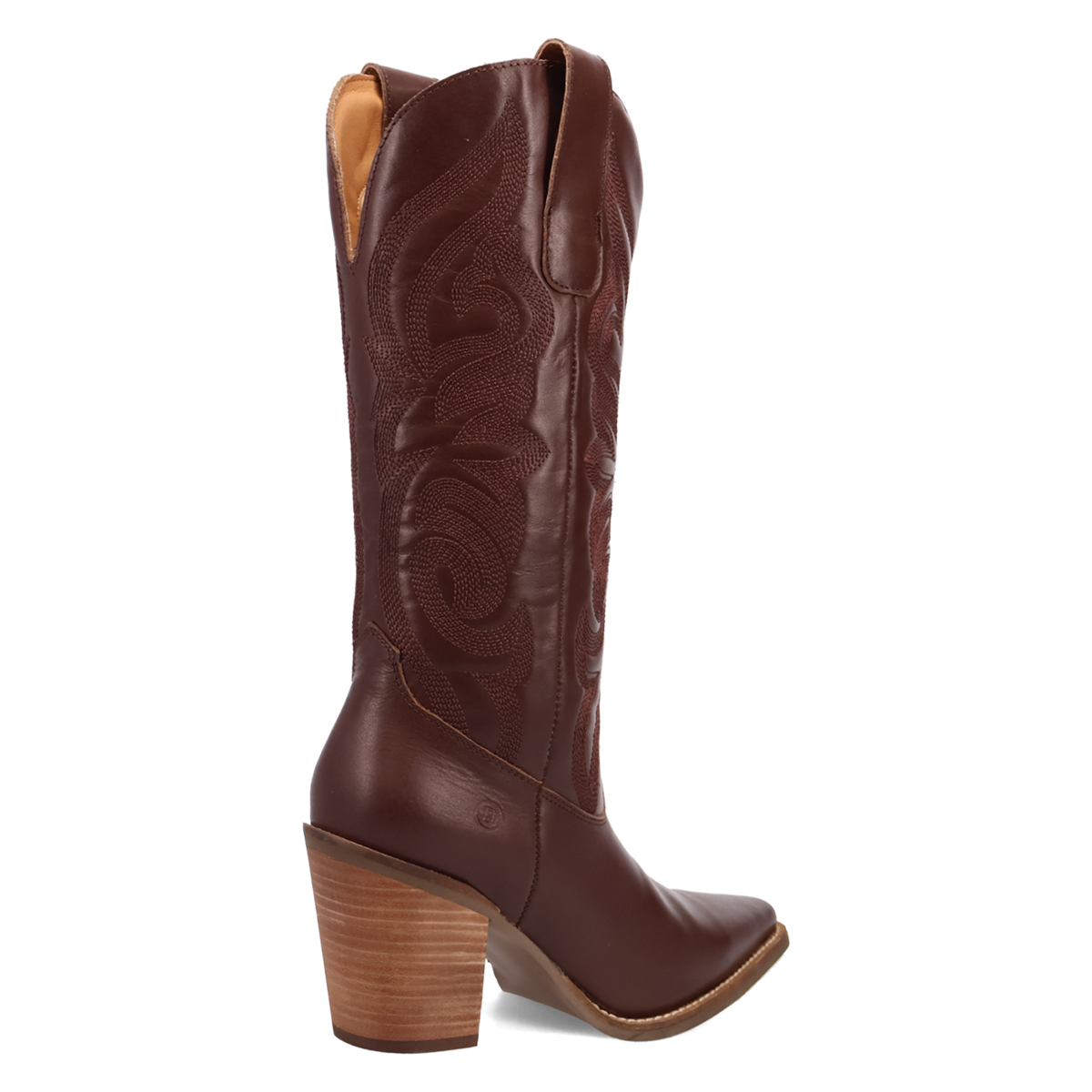 Side view of the Hensley women's cowgirl boot in brown leather