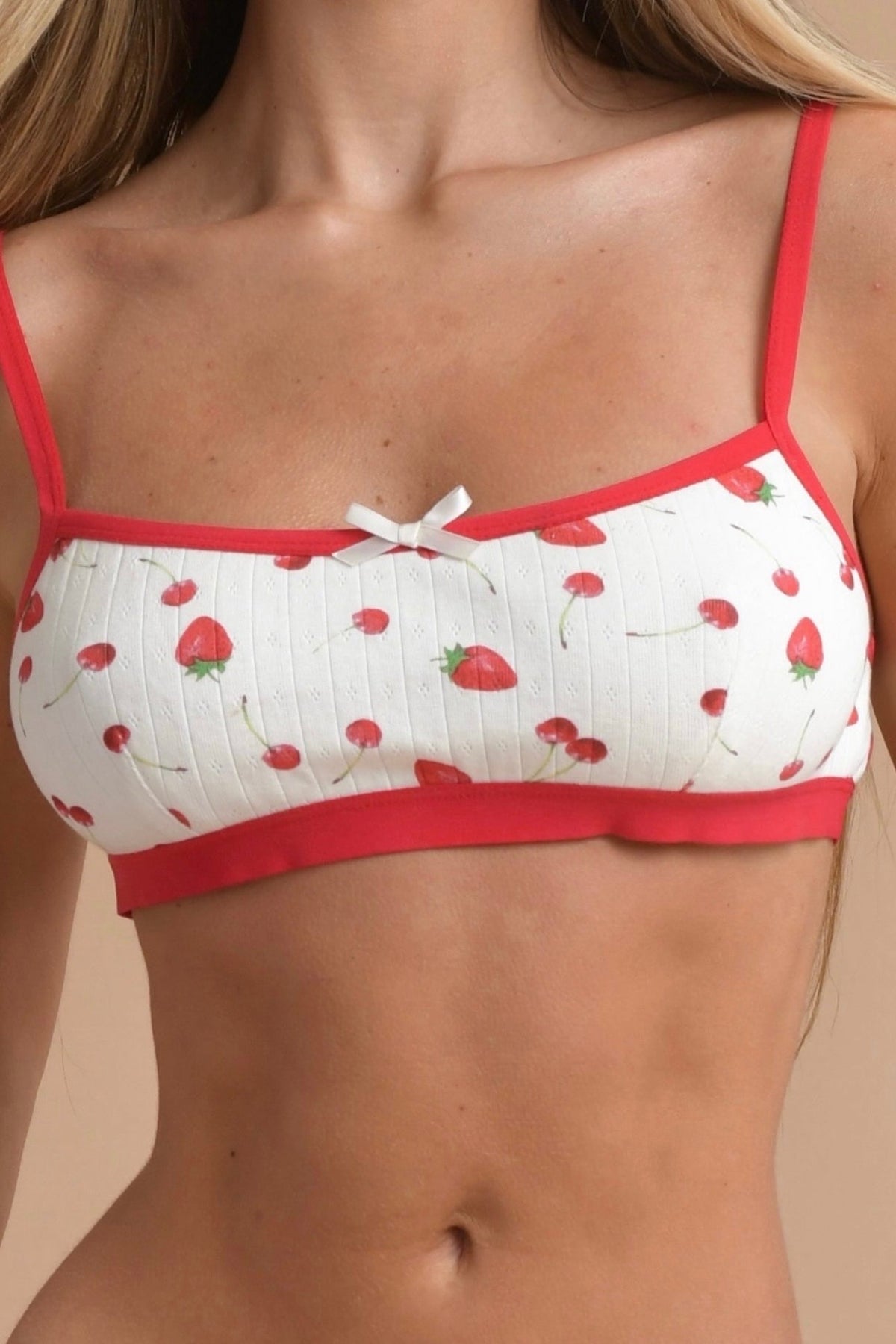 Women's lightweight printed jersey bralette with adjustable straps