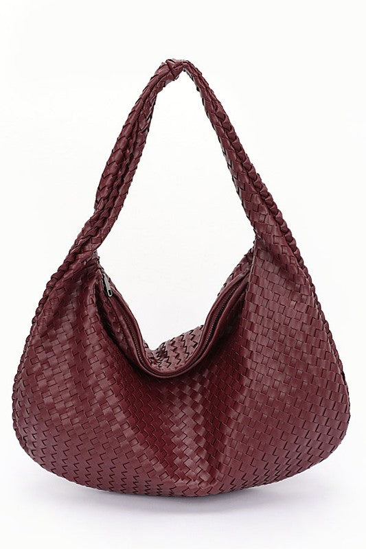 Weaved Faux Leather Soft Shoulder Bag