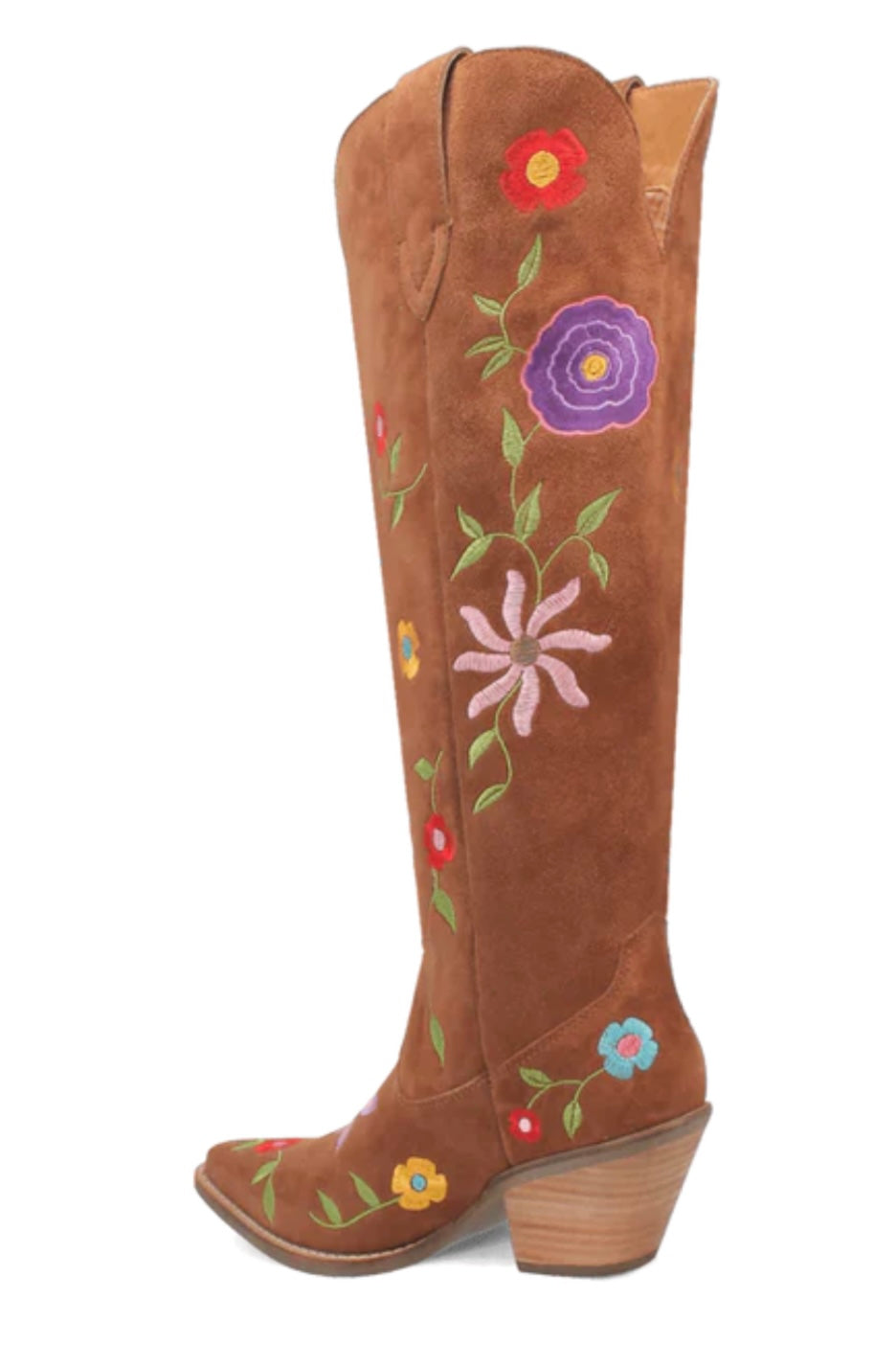 Flower Power Suede Boot in Brown