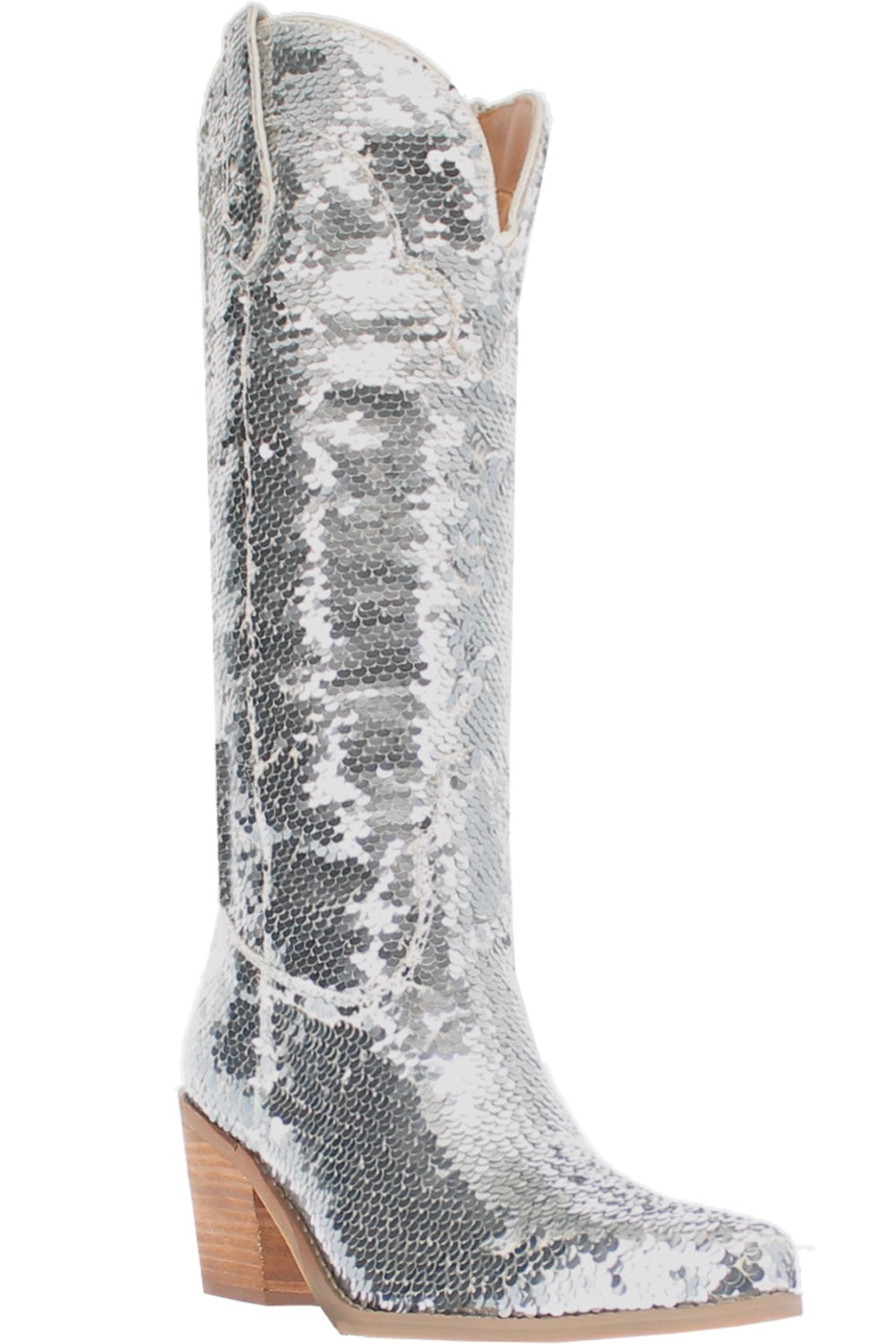 Dance Hall Queen Fabric Boot in Silver