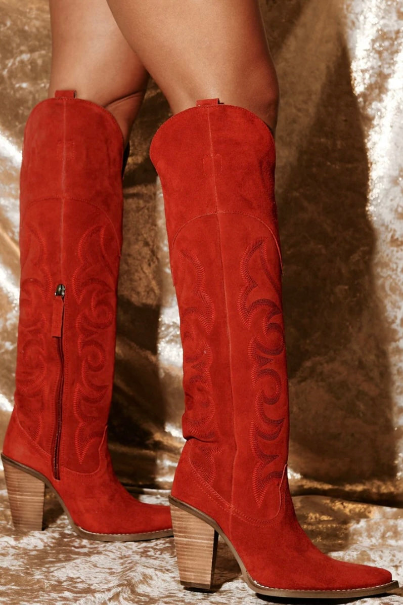 Primadonna Suede Boot in Red