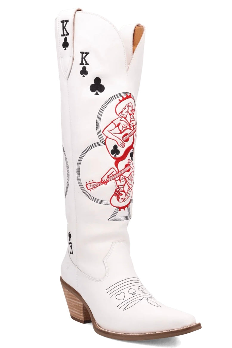 King of Clubs Leather Boot in White