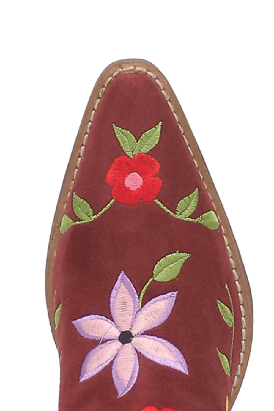 Flower Power Suede Boot in Burgundy