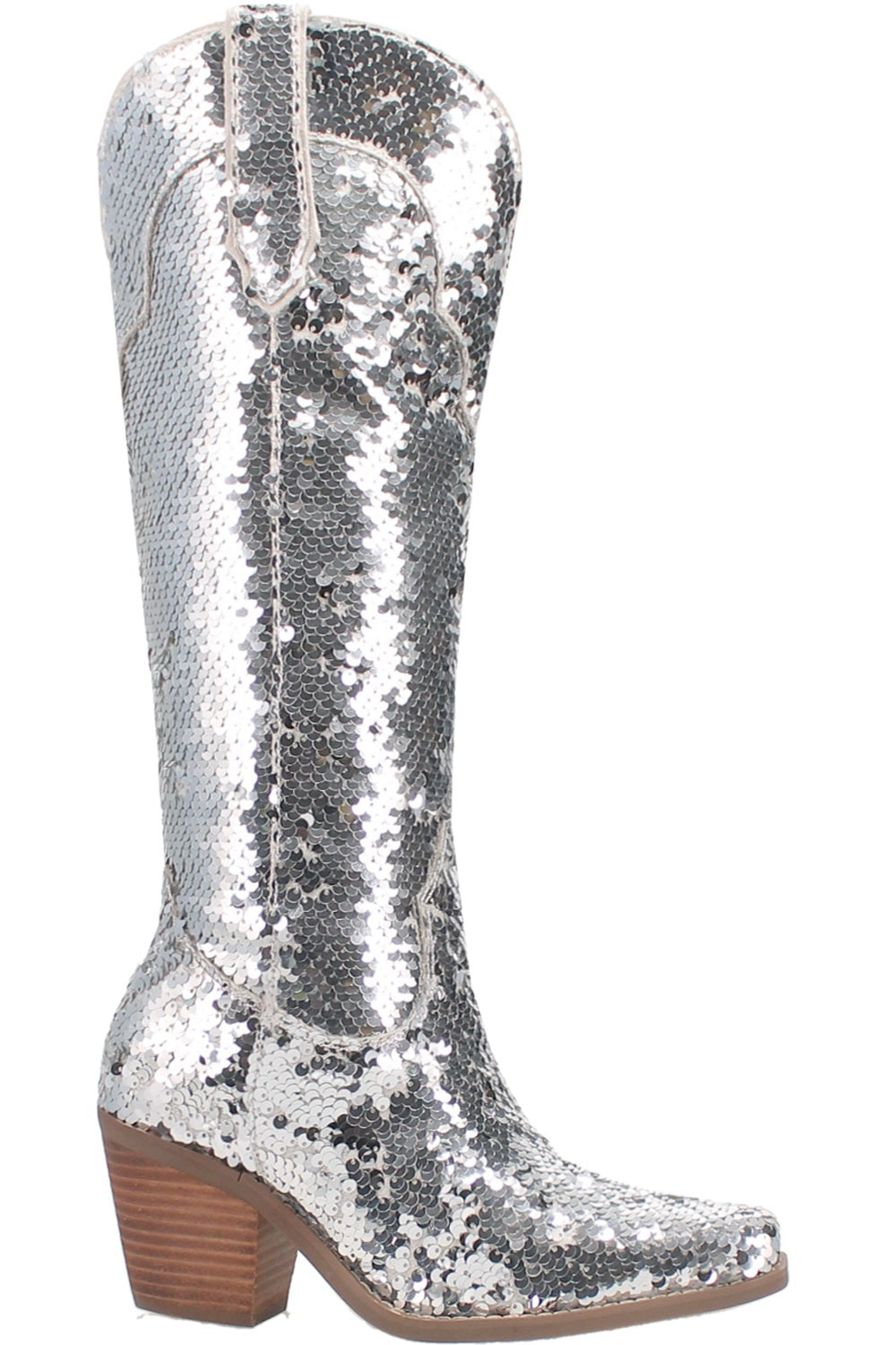 Dance Hall Queen Fabric Boot in Silver