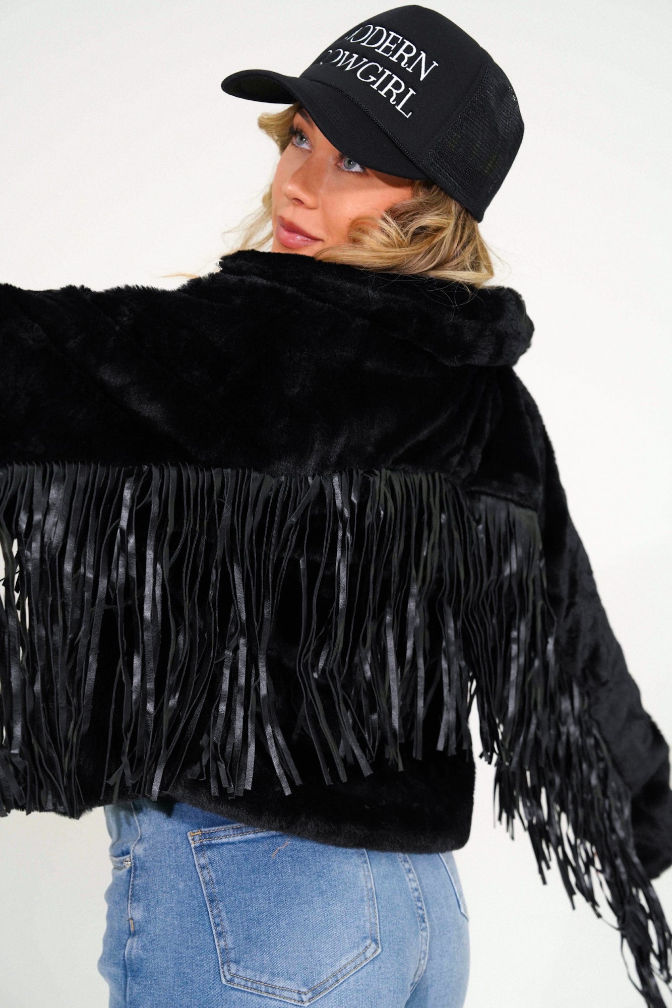 Fringe faux hotsell fur jacket