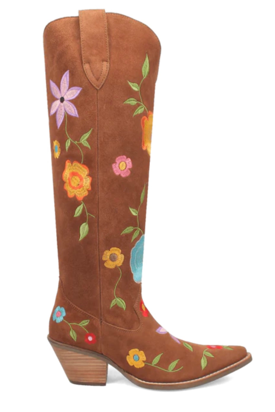 Flower Power Suede Boot in Brown