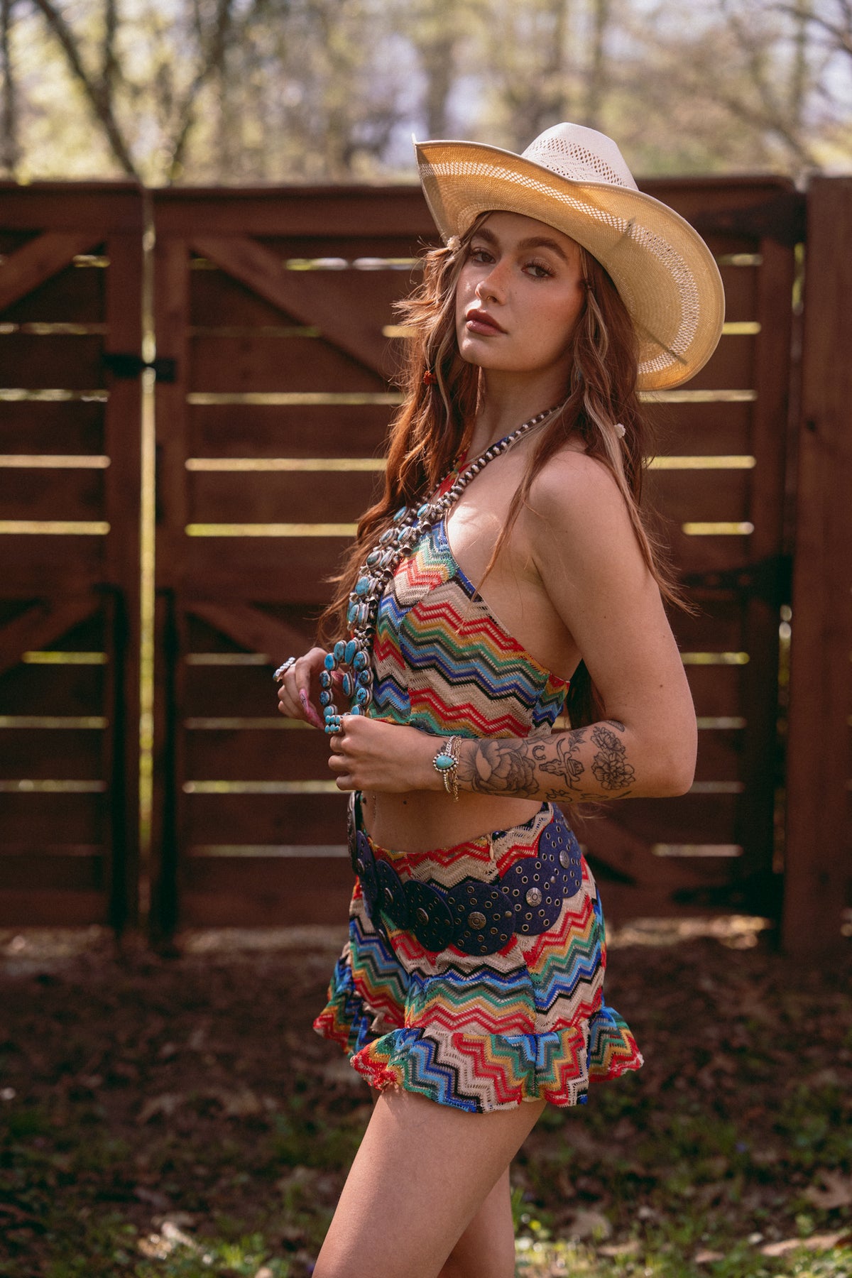 70’s Cowgirl Set in Rainbow