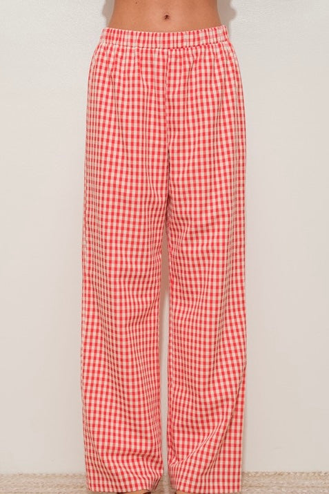 Effortless Pants Red/White Gingham