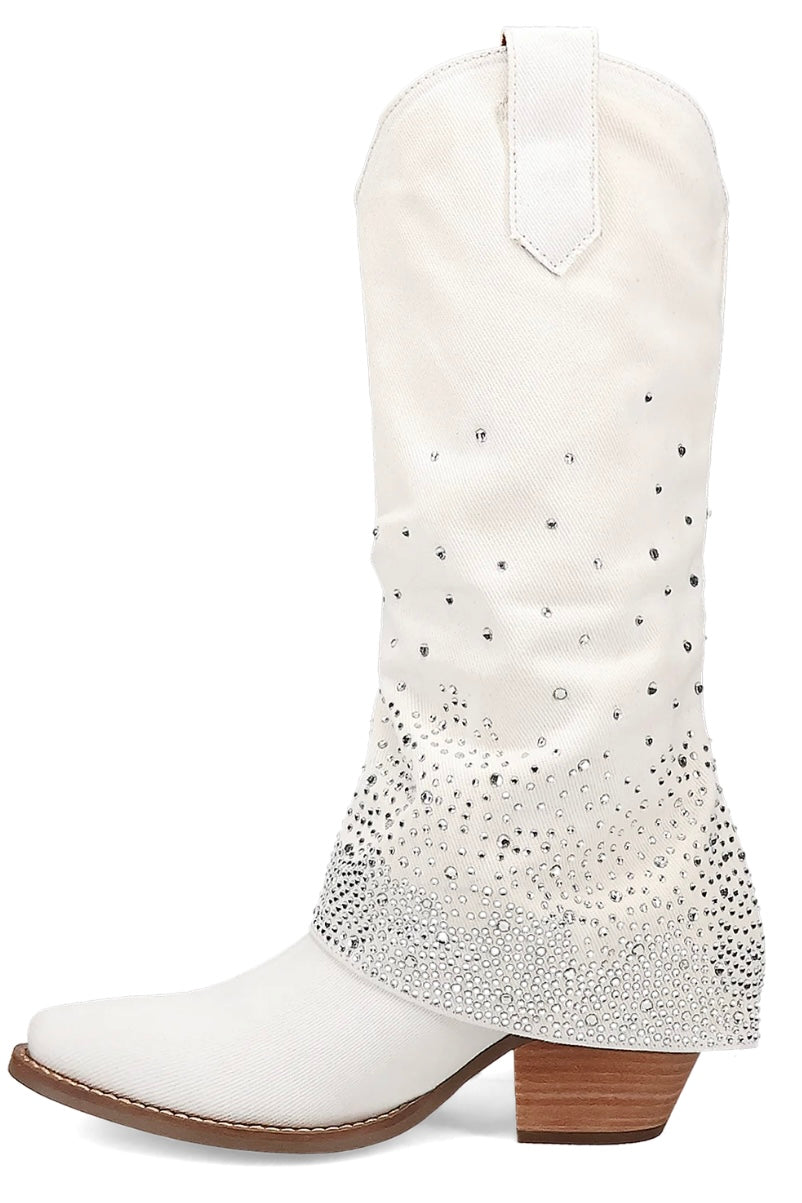 Eye Candy Denim Boot in White