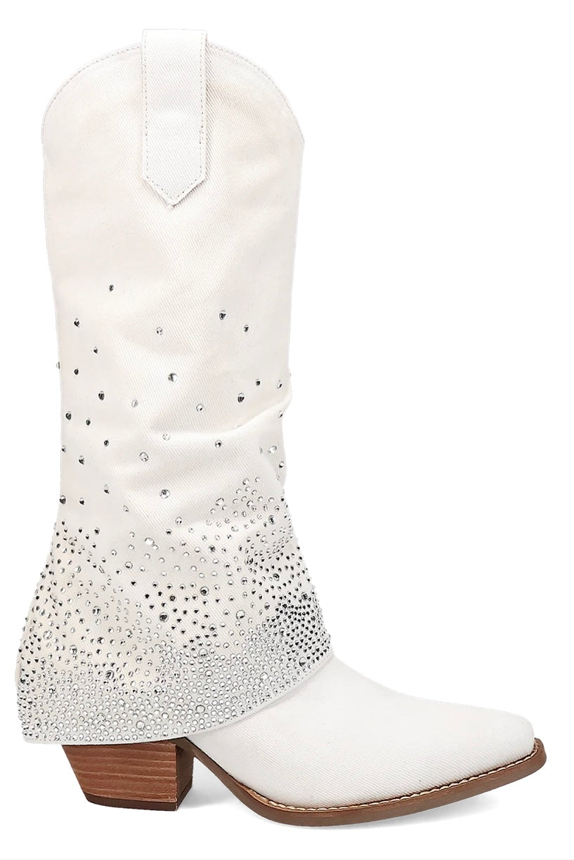 Eye Candy Denim Boot in White