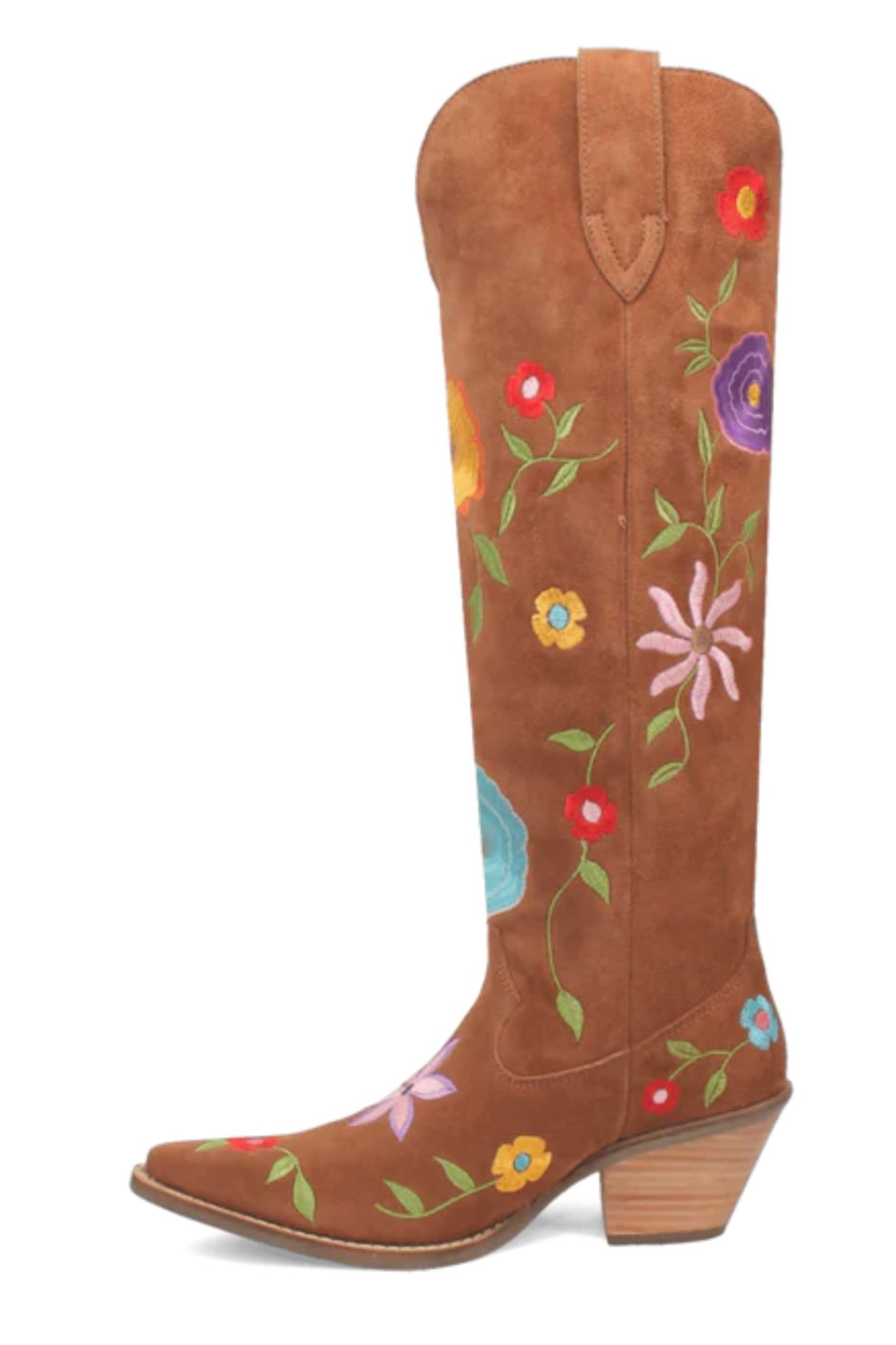 Flower Power Suede Boot in Brown