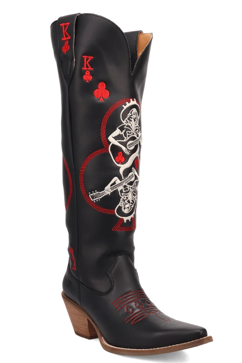 King of Clubs Leather Boot in Black