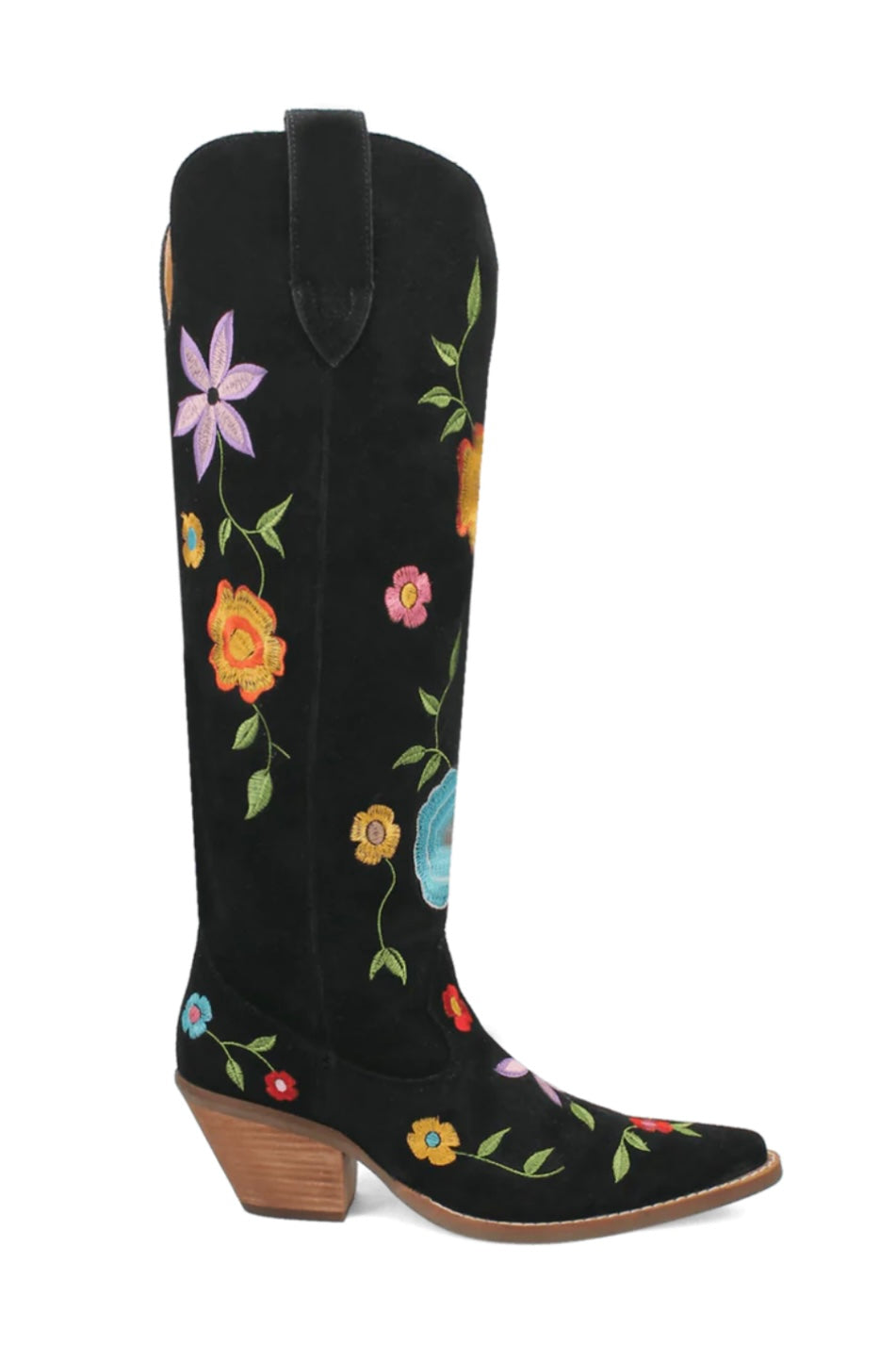 Flower Power Suede Boot in Black