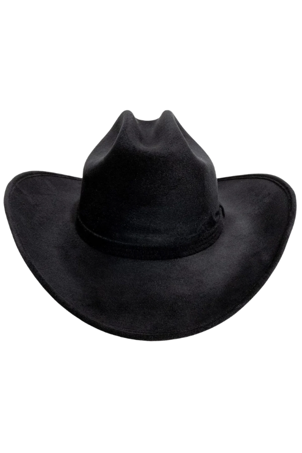 Bold black western hat handcrafted from stiffened Mexican suede

