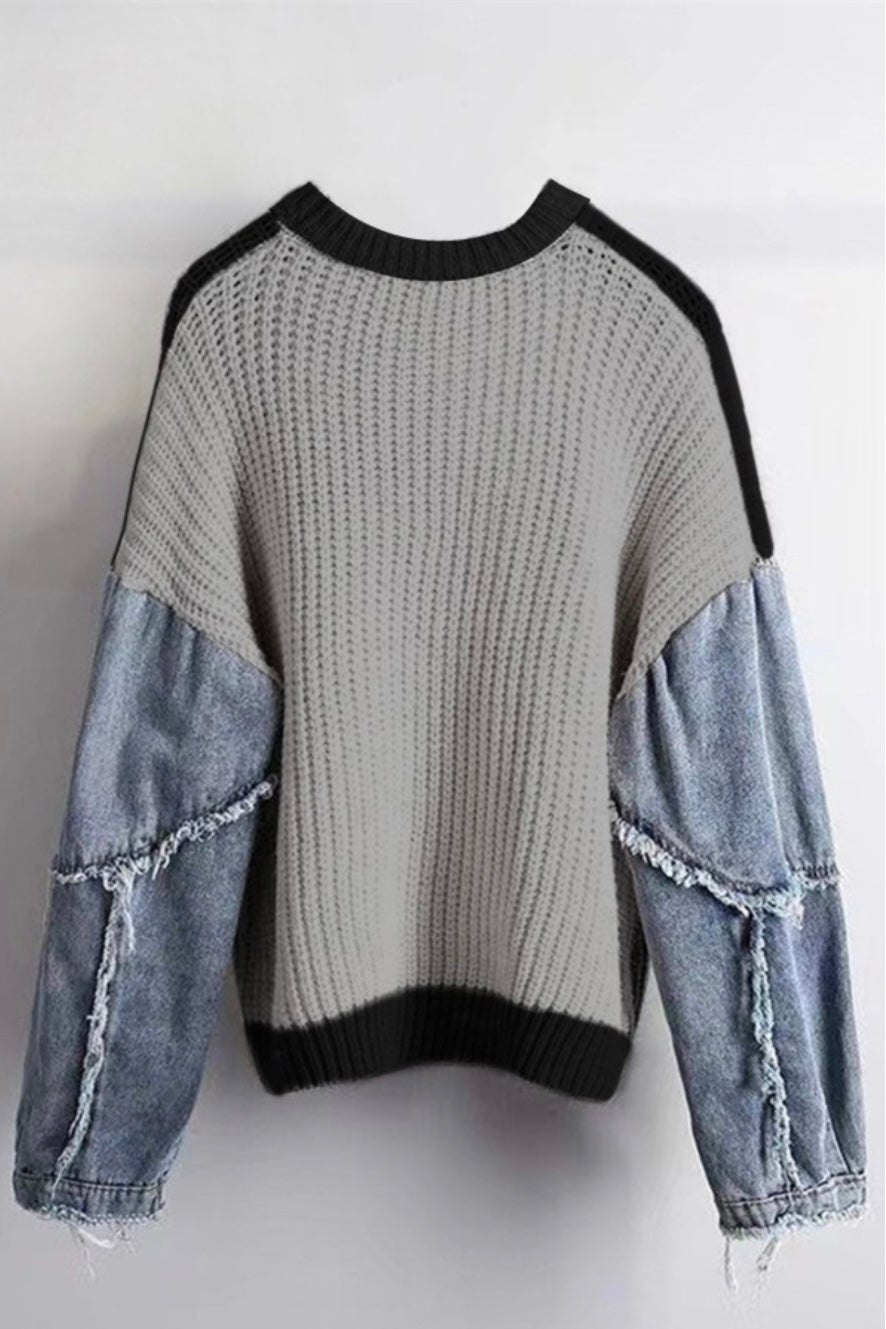 Vintage Denim Sweater in Black