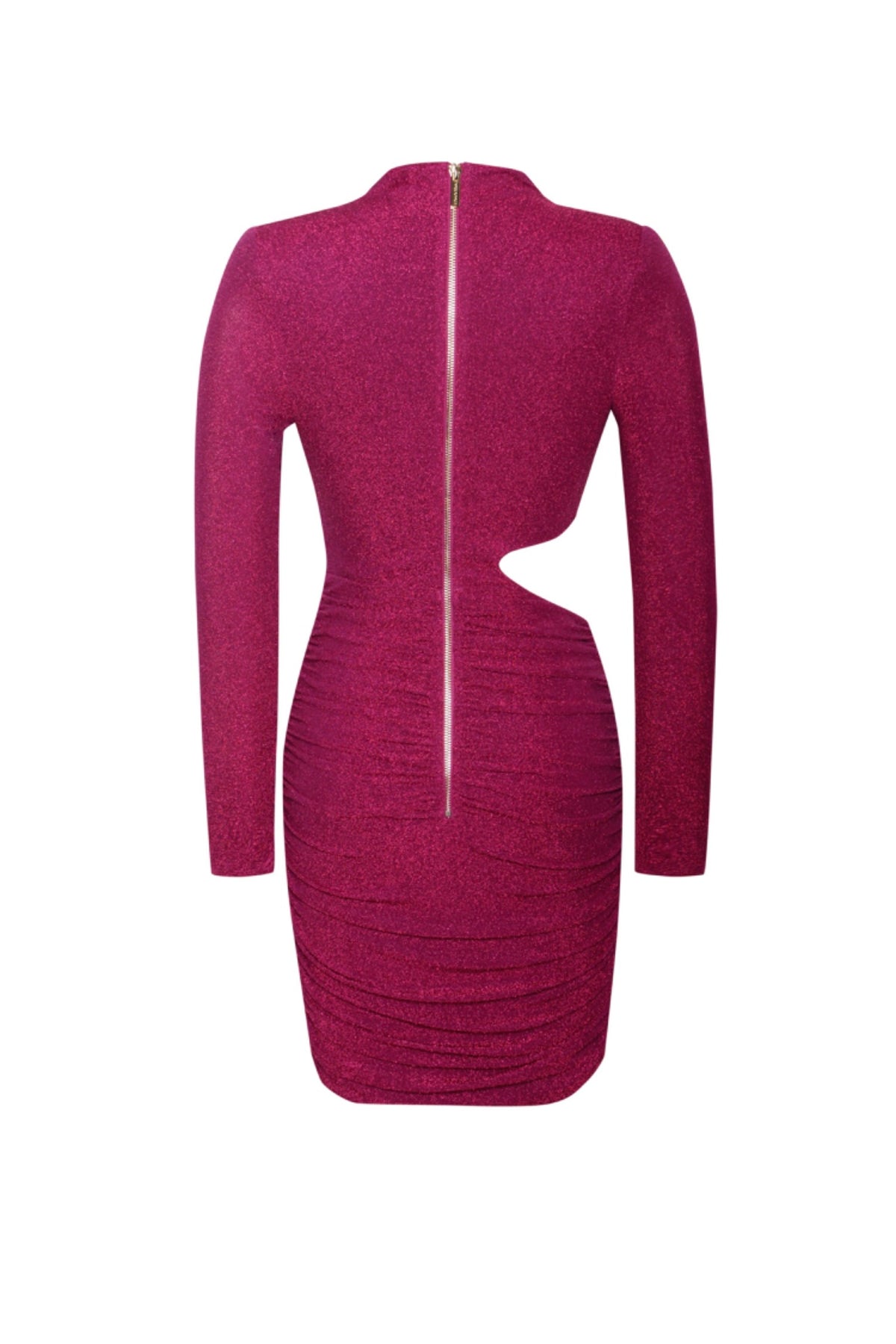 Reva Ruby Pink Metallic Long Sleeve Cutout Dress