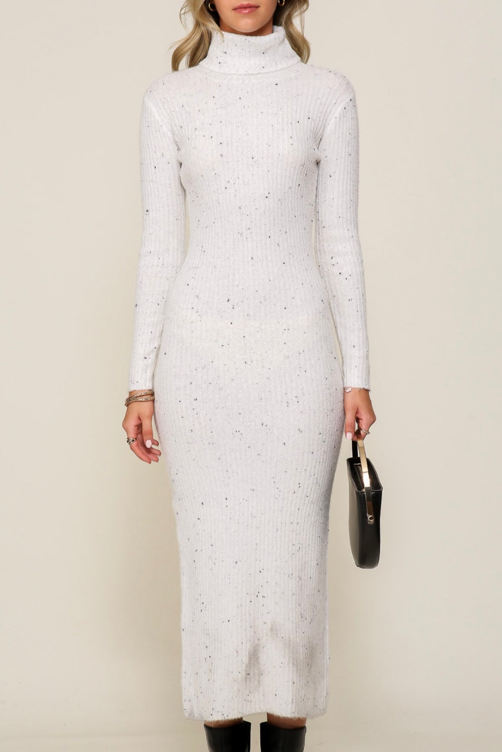 White turtleneck hotsell midi dress