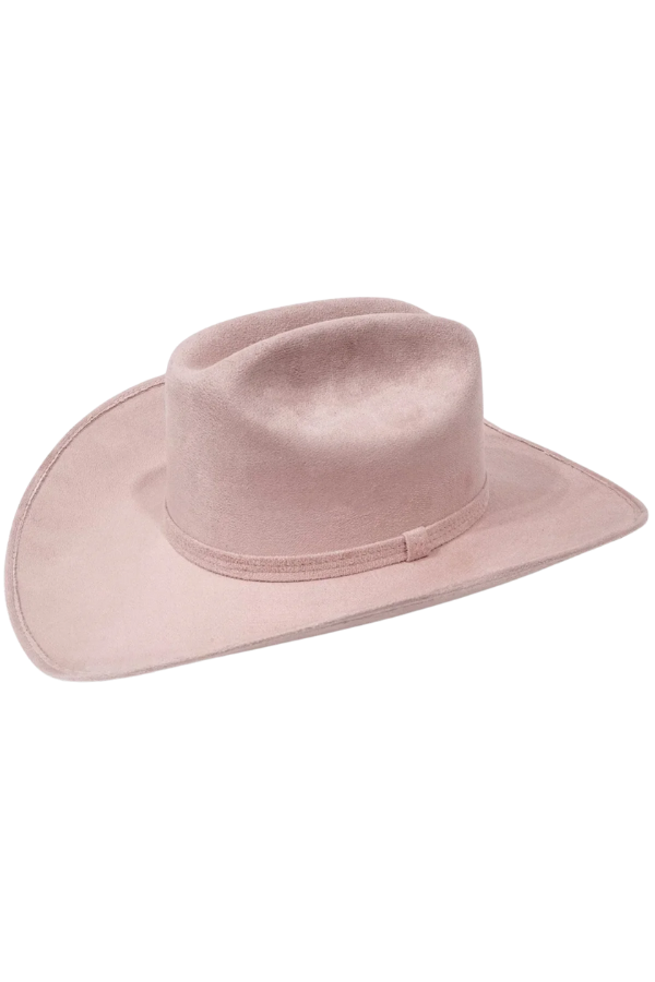 Mauve cowboy hat with structured suede crown

