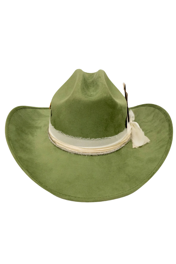 Soft Mexican suede cowgirl hat in green tone


