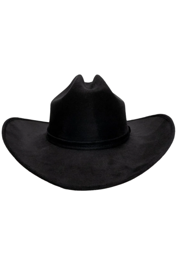 Stiffened suede cowboy hat with bold red underside
