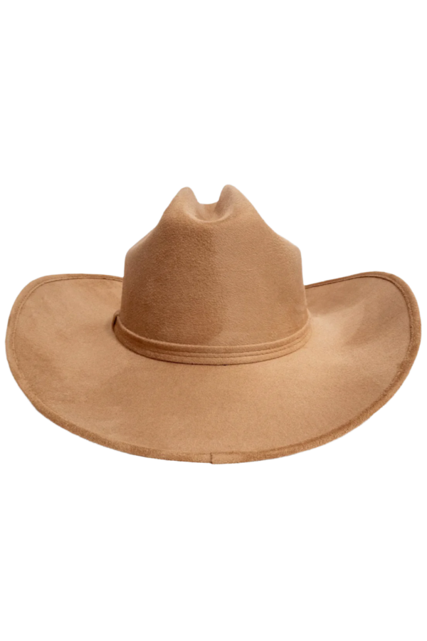 Wide-brim western cowboy hat featuring red underside detail
