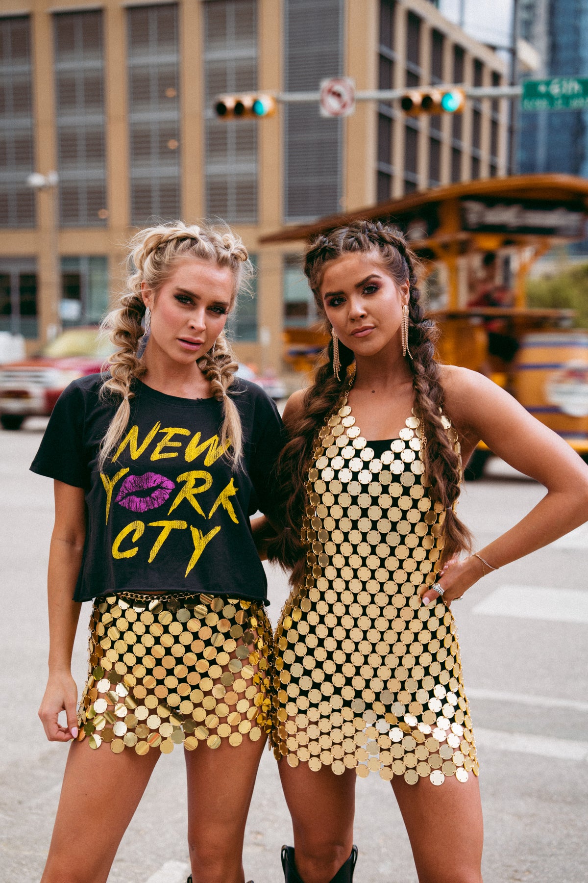 Downtown Disco Dress in Gold