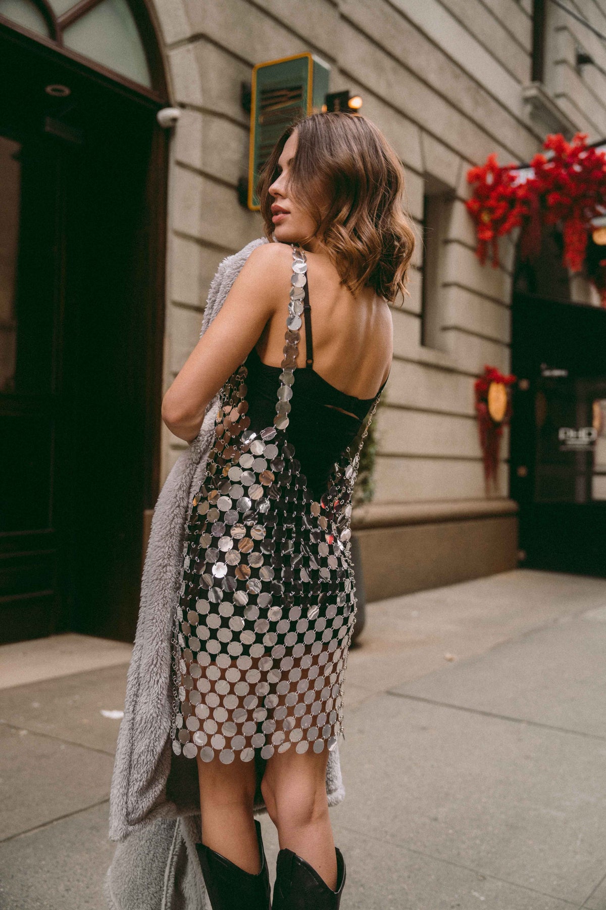 Downtown Disco Dress in Silver