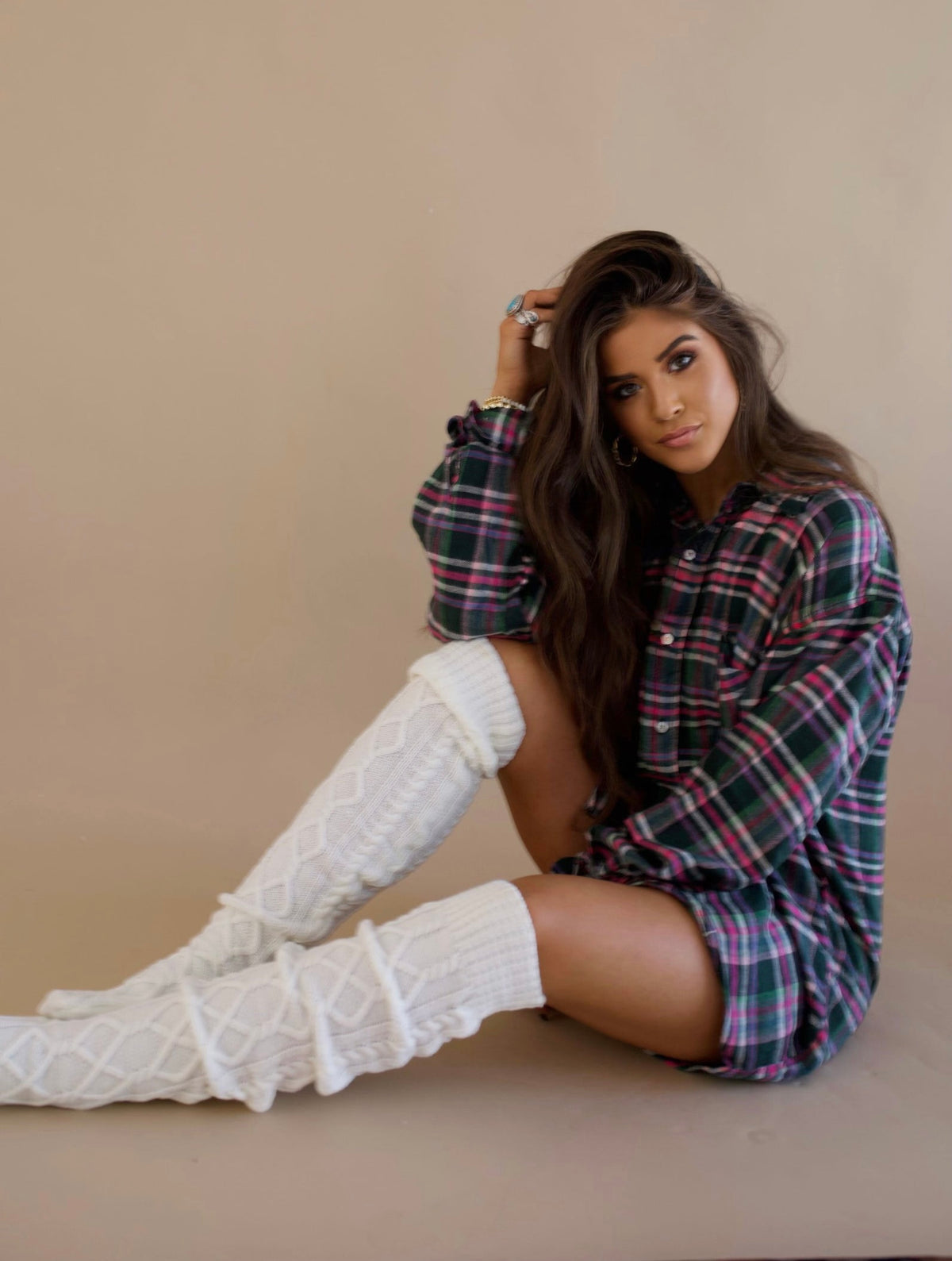 Cable Knit Over The Knee Socks