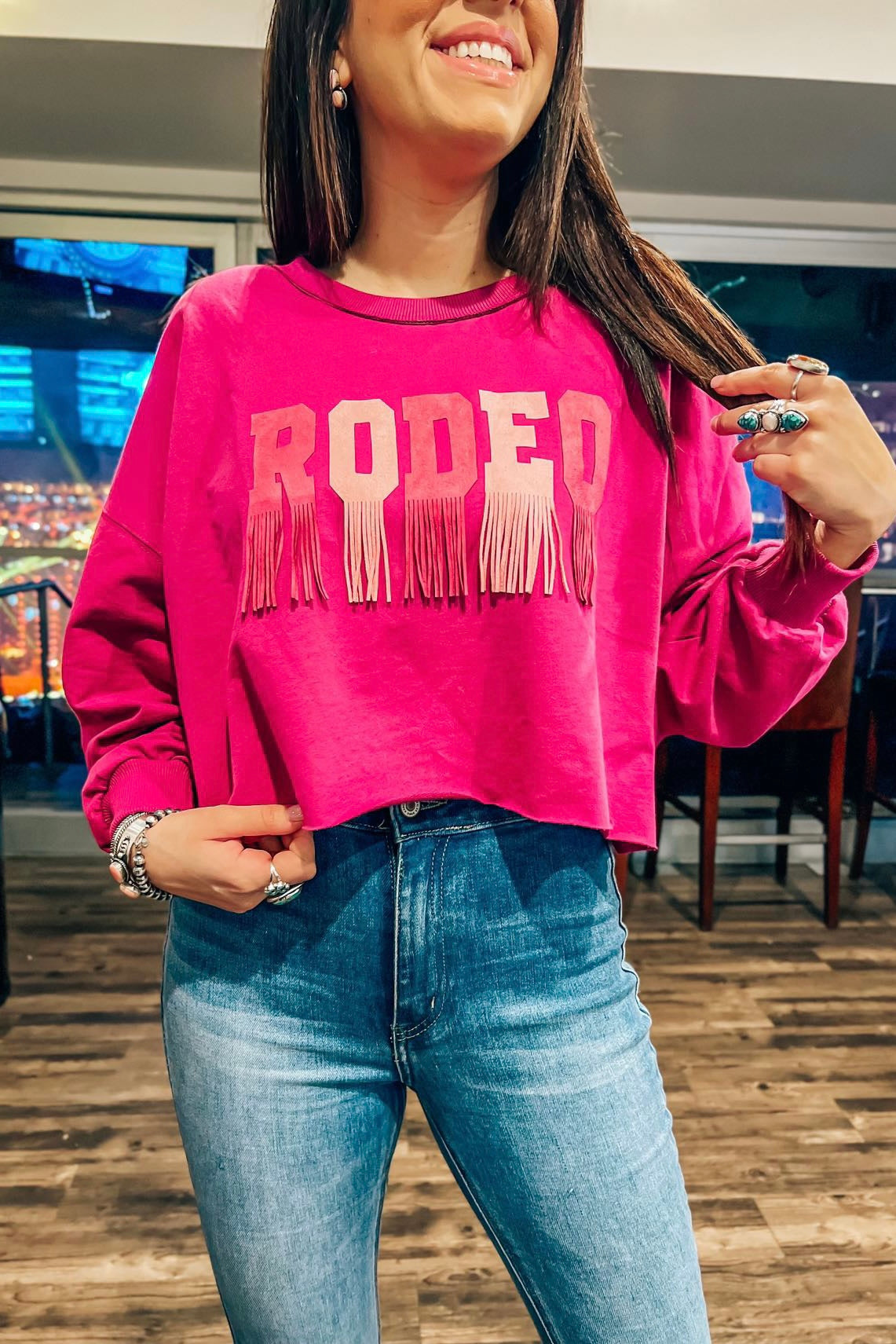 Fringed RODEO Cropped Sweater